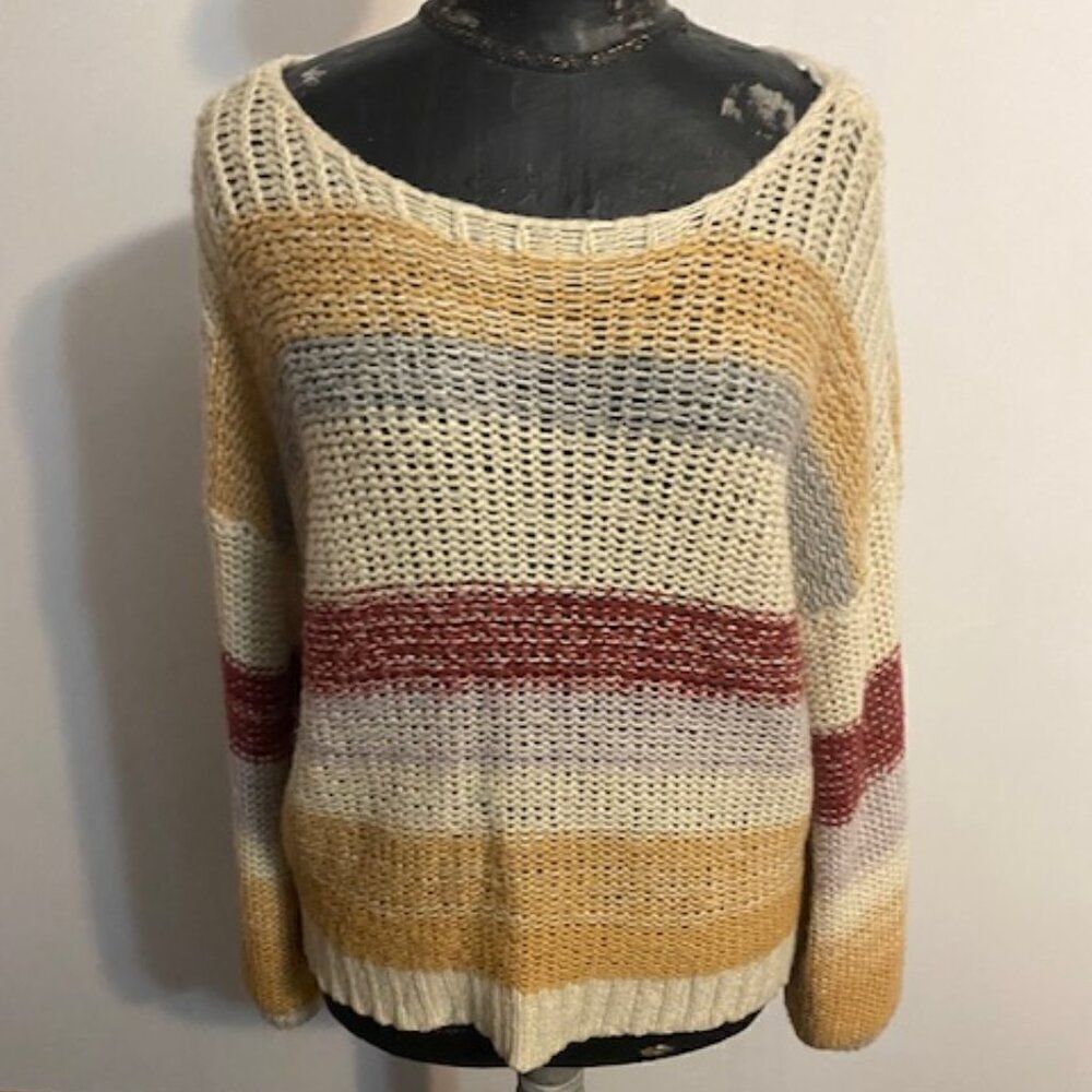 Easel Multi-color stripe knit sweater, size M